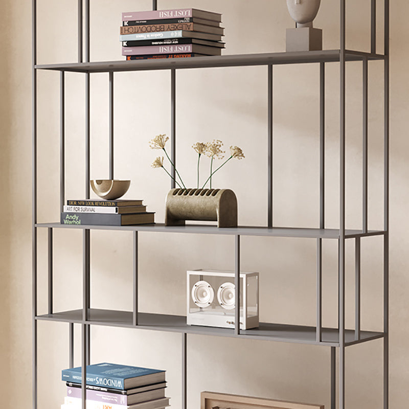 Modern Style Open Back Bookshelf Vertical Metal Bookcase with Shelves