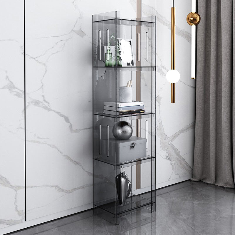 Modern Closed Back Standard Bookshelf Acrylic Bookcase with Rectangular Shelves