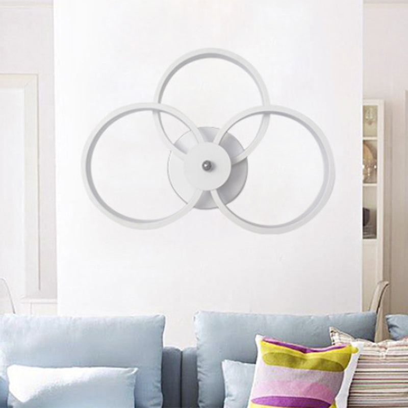 Lampe murale à cerceau noir / blanc LED moderne 2/3 lumières Idées d'éclairage mural acrylique en chaud / blanc / deuxième équipement