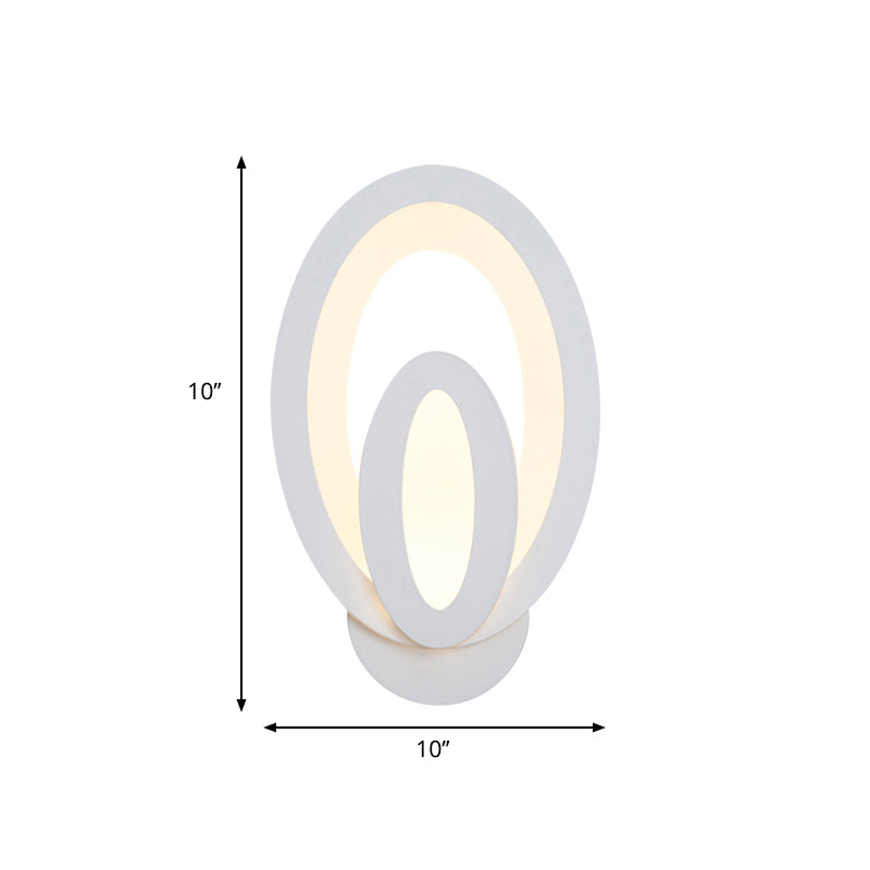 Luz de apliques de pared LED simple con tono acrílico Lámpara montada en la pared blanca cuadrada/ovalada en cálido/blanco