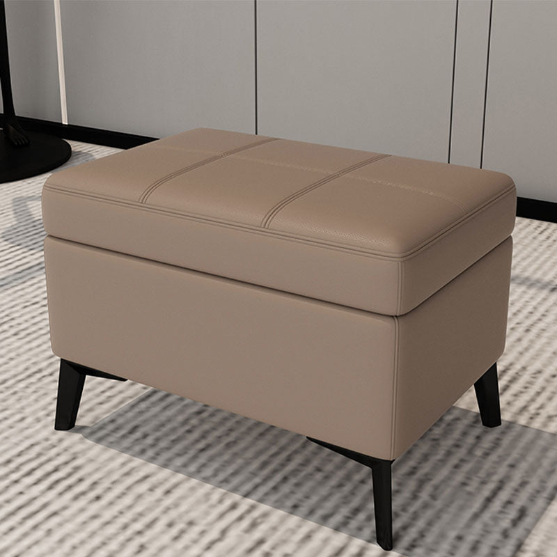 Modern Leather Storage Ottomans Rectangle Storage Ottomans with 4 Legs