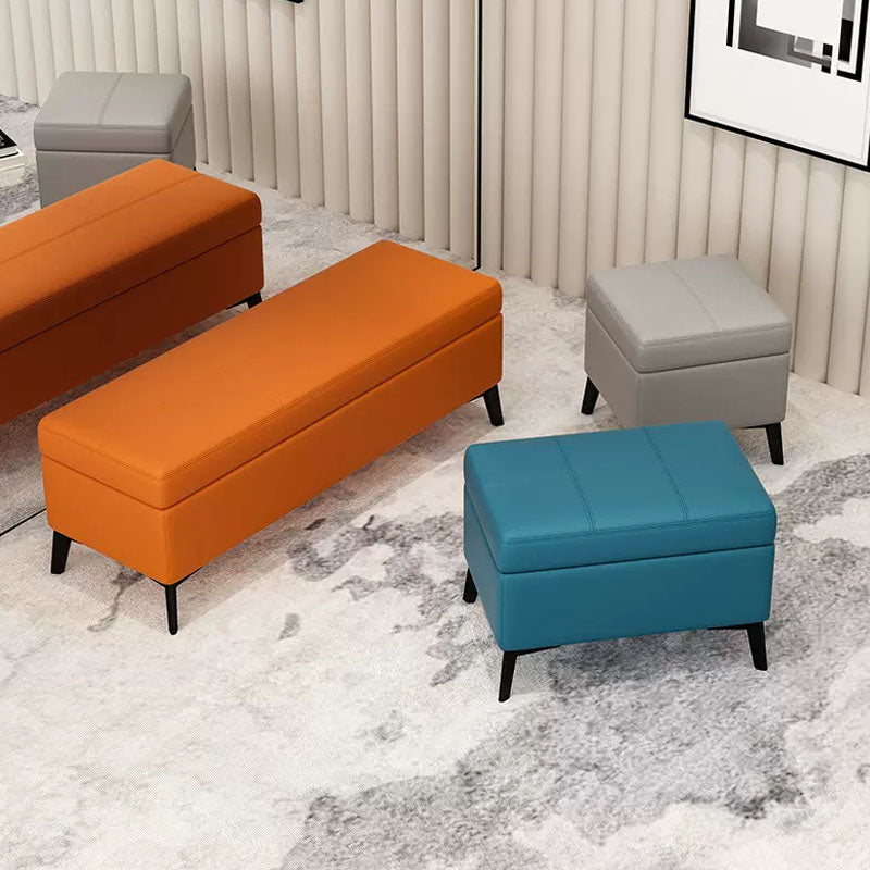 Modern Leather Storage Ottomans Rectangle Storage Ottomans with 4 Legs