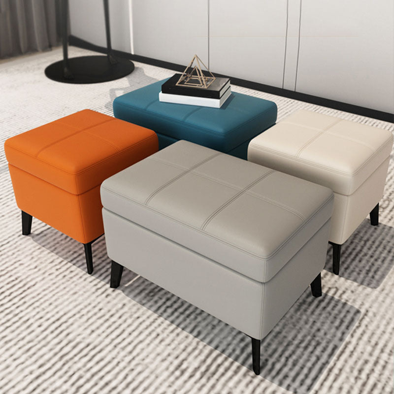 Modern Leather Storage Ottomans Rectangle Storage Ottomans with 4 Legs