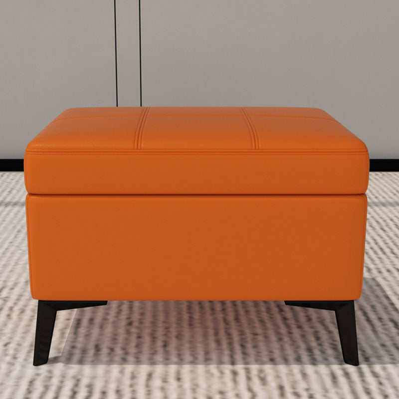 Modern Leather Storage Ottomans Rectangle Storage Ottomans with 4 Legs