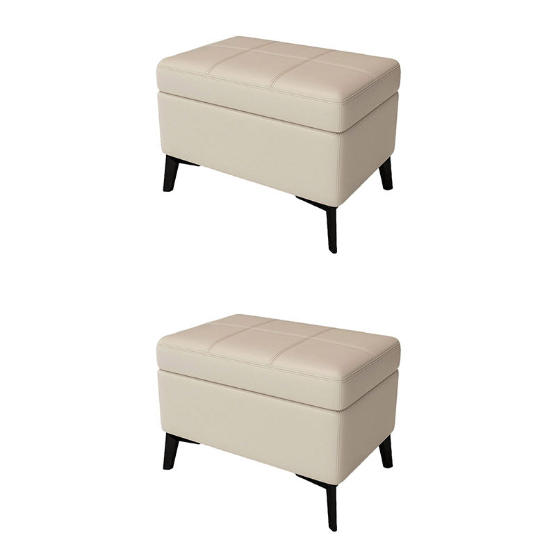 Modern Leather Storage Ottomans Rectangle Storage Ottomans with 4 Legs