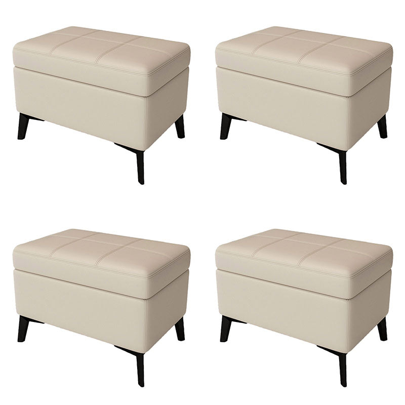 Modern Leather Storage Ottomans Rectangle Storage Ottomans with 4 Legs