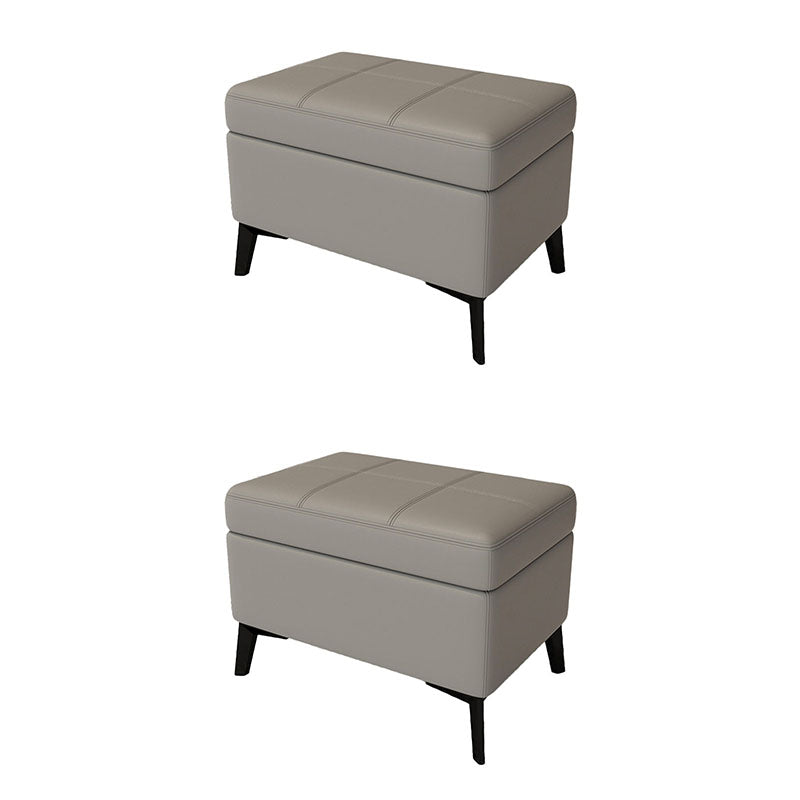 Modern Leather Storage Ottomans Rectangle Storage Ottomans with 4 Legs