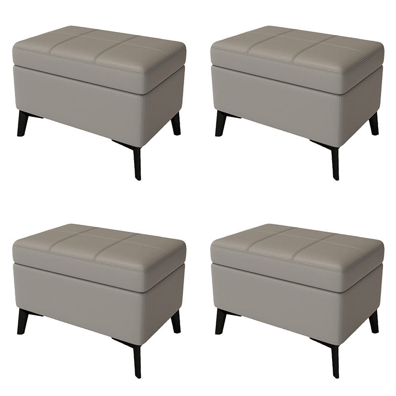 Modern Leather Storage Ottomans Rectangle Storage Ottomans with 4 Legs