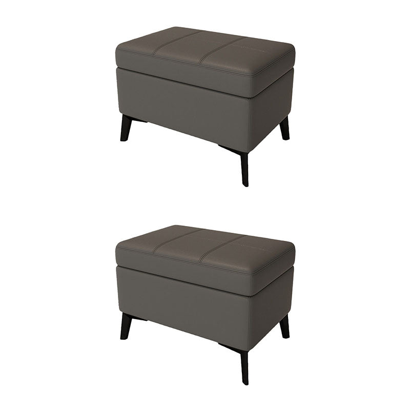 Modern Leather Storage Ottomans Rectangle Storage Ottomans with 4 Legs