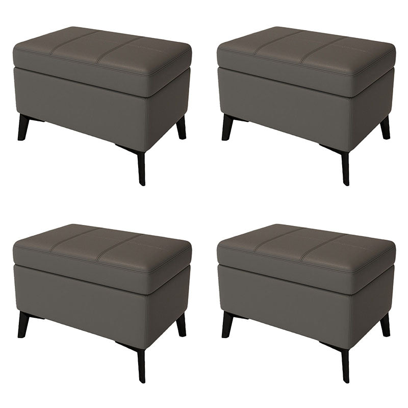 Modern Leather Storage Ottomans Rectangle Storage Ottomans with 4 Legs