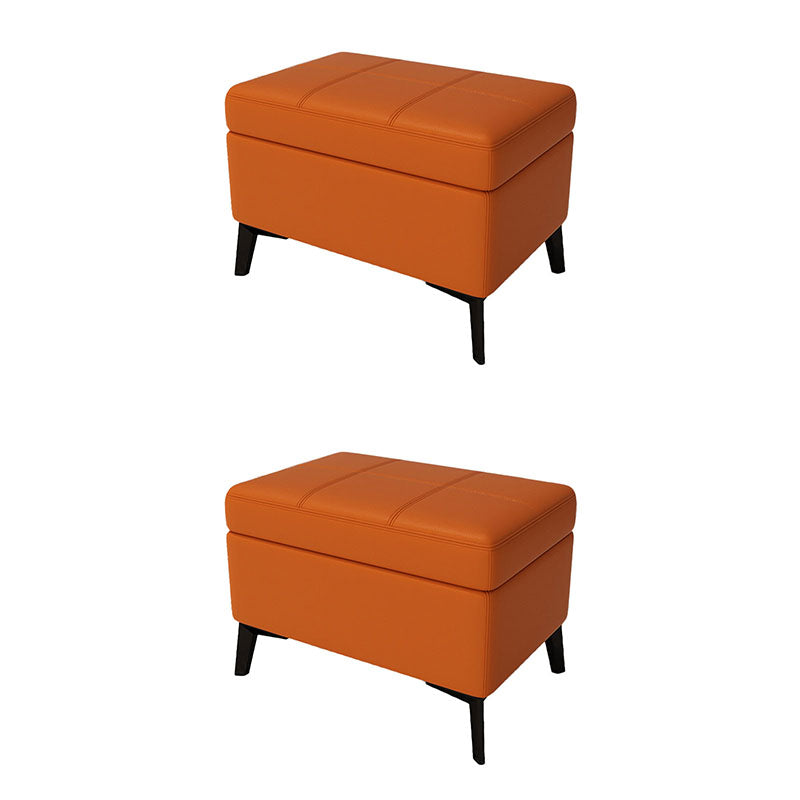 Modern Leather Storage Ottomans Rectangle Storage Ottomans with 4 Legs