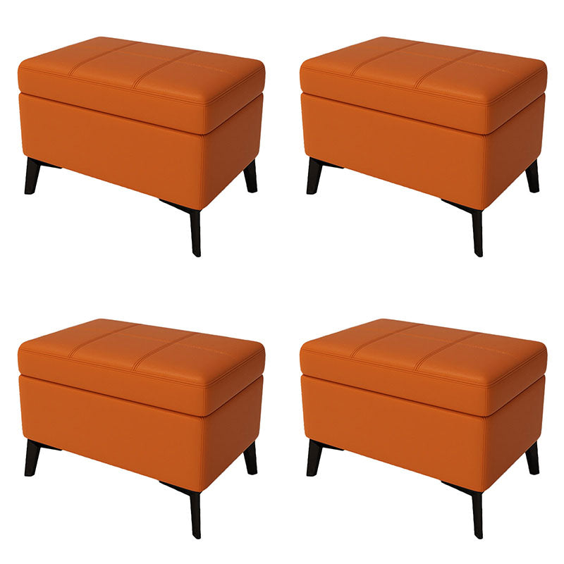 Modern Leather Storage Ottomans Rectangle Storage Ottomans with 4 Legs