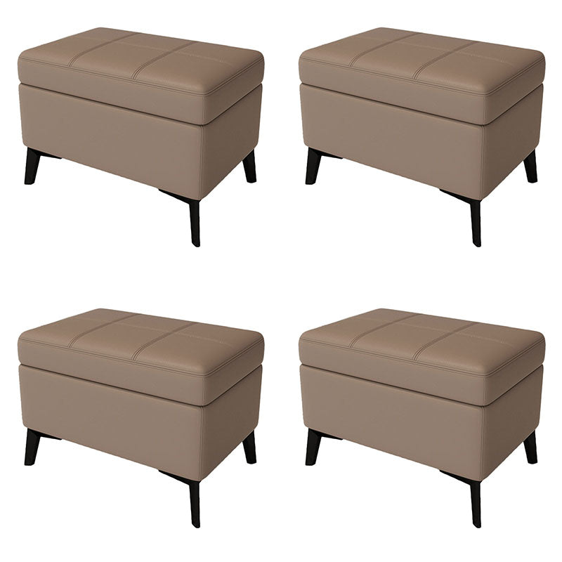 Modern Leather Storage Ottomans Rectangle Storage Ottomans with 4 Legs