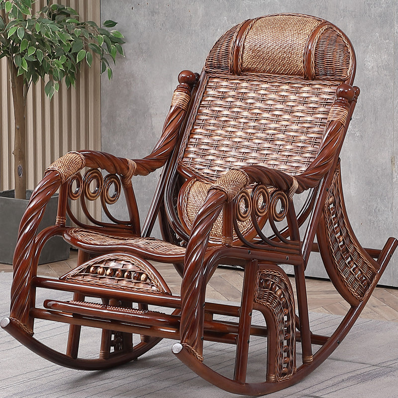 Traditional Rocking Chair Rattan Built-in Armrest Indoor Rocking Chair