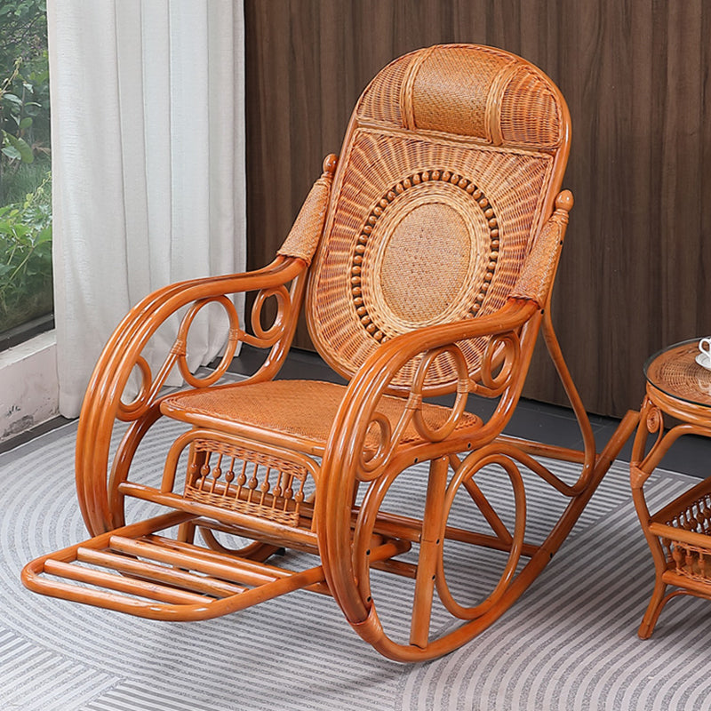 Traditional Rocking Chair Rattan Built-in Armrest Indoor Rocking Chair