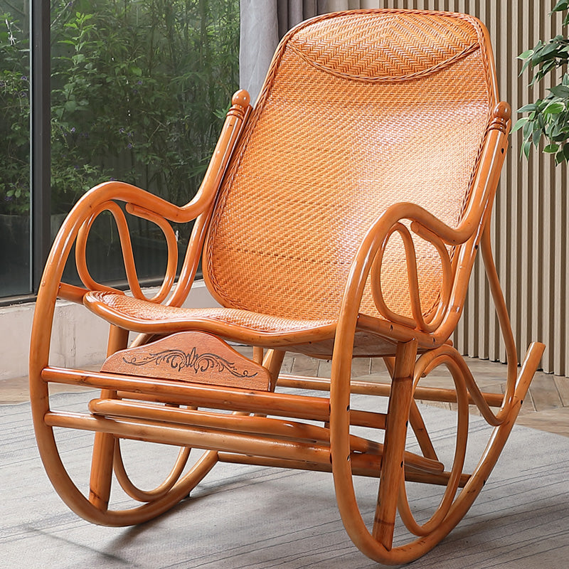 Traditional Rocking Chair Rattan Built-in Armrest Indoor Rocking Chair