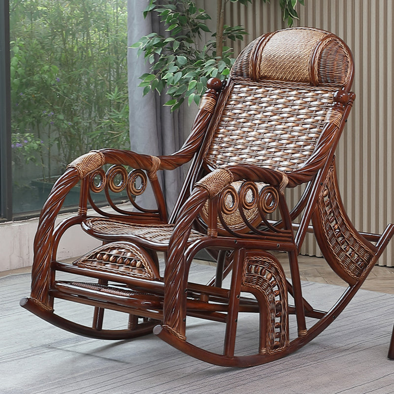 Traditional Rocking Chair Rattan Built-in Armrest Indoor Rocking Chair