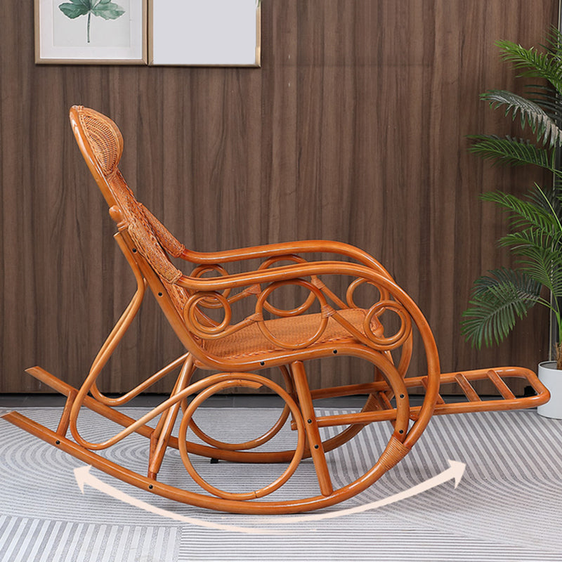 Traditional Rocking Chair Rattan Built-in Armrest Indoor Rocking Chair