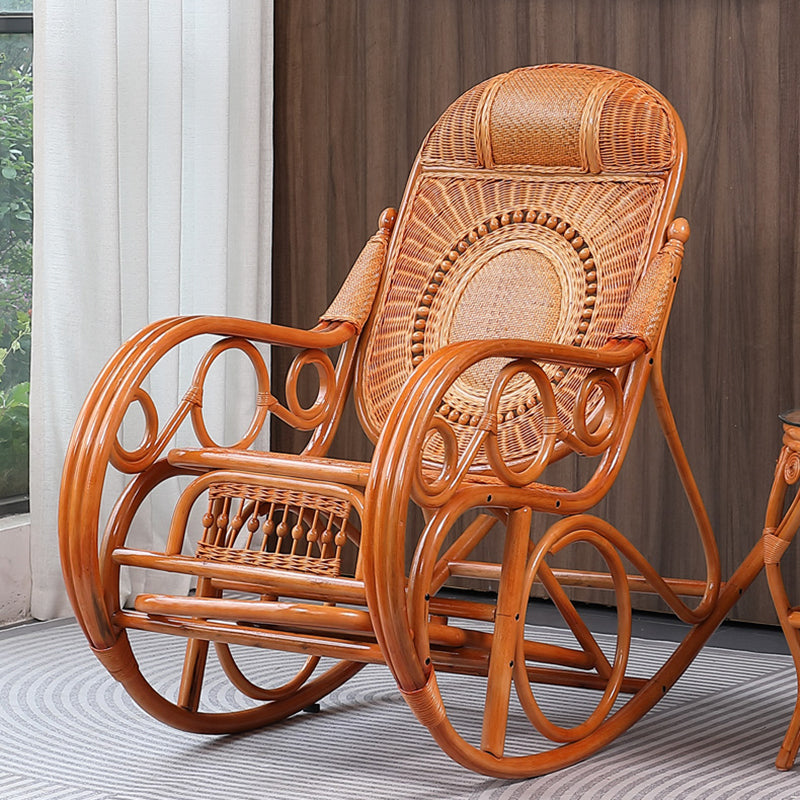 Traditional Rocking Chair Rattan Built-in Armrest Indoor Rocking Chair