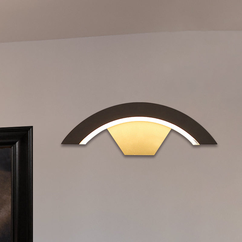 Contemporary Arc Wall Sconce Lighting Acrylic Integrated LED Bedroom Wall Lamp in Black, Warm/White Lighting