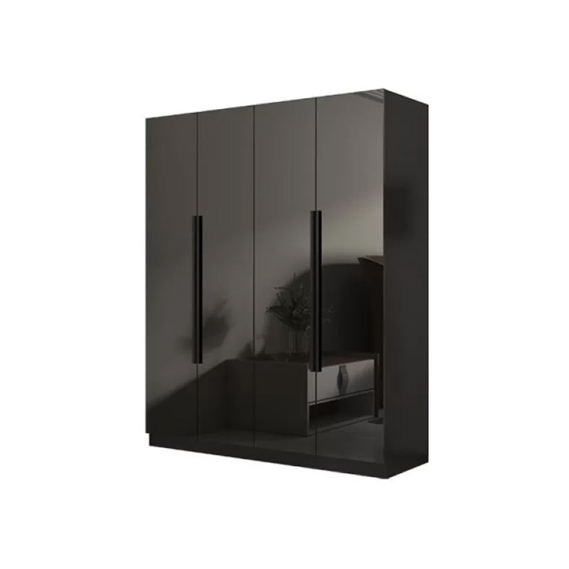 Modern Glass Doors Wardrobe Cabinet Black Bedroom Storage Cabinet