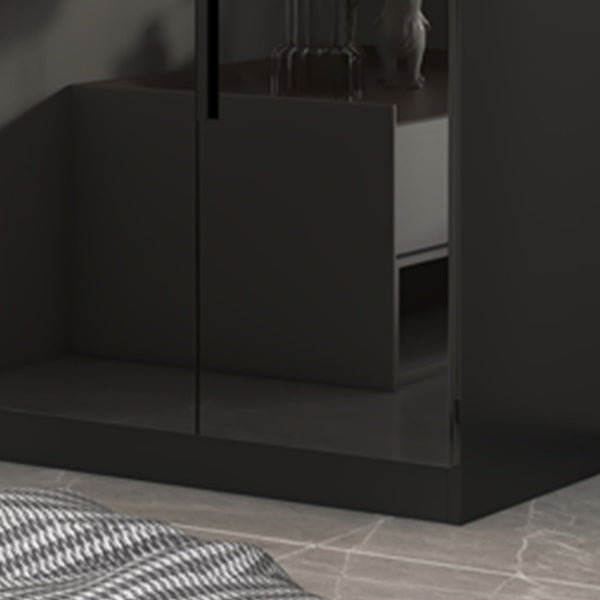 Modern Glass Doors Wardrobe Cabinet Black Bedroom Storage Cabinet