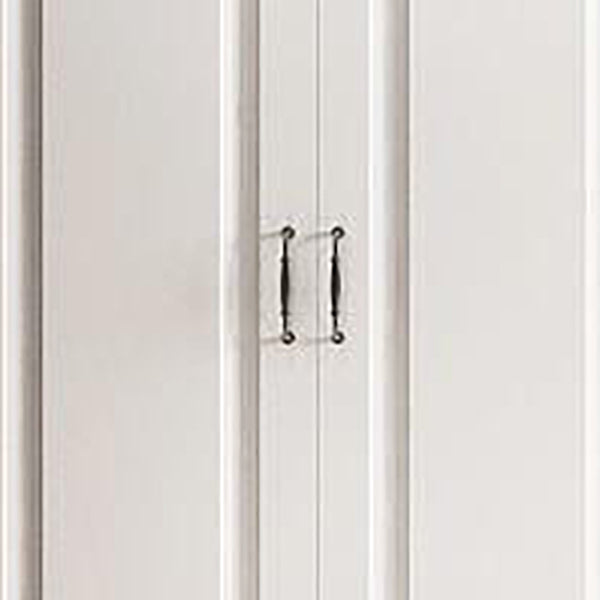 Engineered Wood Armoire Glam White Wardrobe Cabinet with 2 Drawers