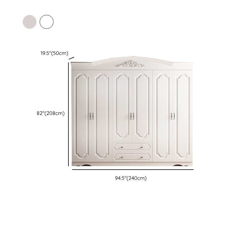 Engineered Wood Armoire Glam White Wardrobe Cabinet with 2 Drawers