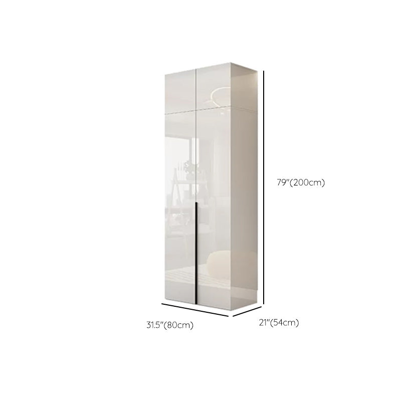 Engineered Wood Wardrobe Cabinet Modern Style White Armoire with Garment Rod