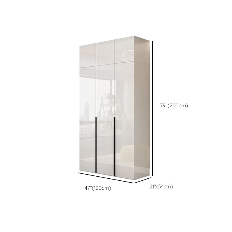 Engineered Wood Wardrobe Cabinet Modern Style White Armoire with Garment Rod