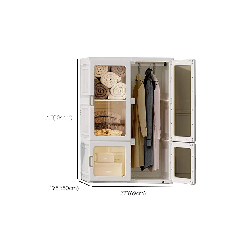 White Foldable Plastic Wardrobe Freestanding Wardrobe with Shelves