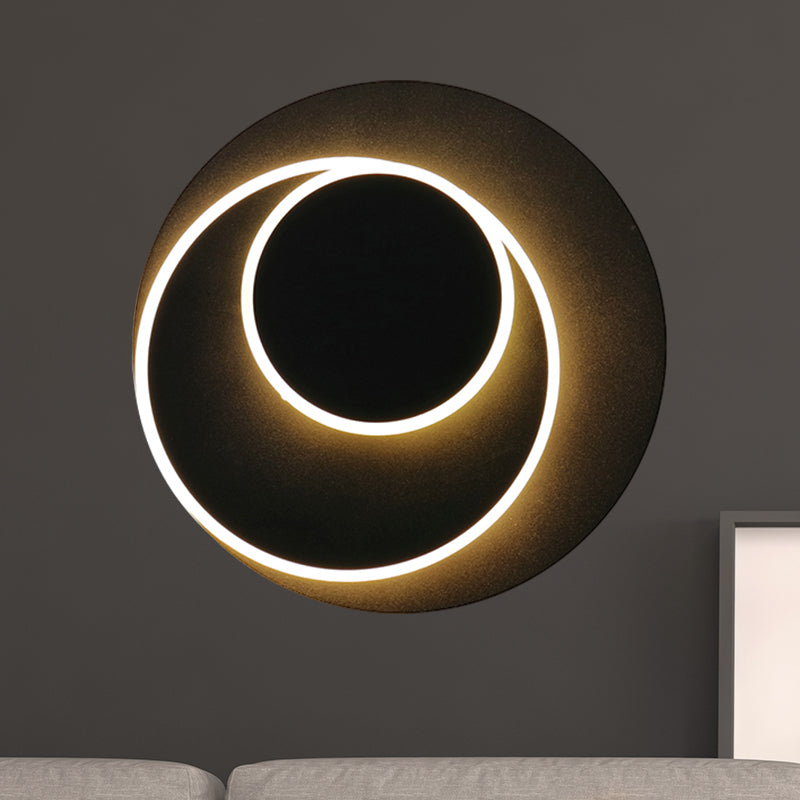Rotatable Round/Square Shaped Wall Sconce Simple Style Metallic Warm/White Lighting LED Black Wall Sconce for Bedside