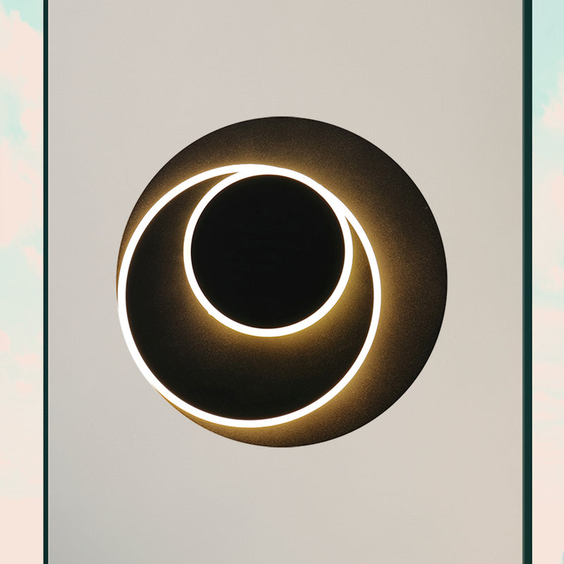 Rotatable Round/Square Shaped Wall Sconce Simple Style Metallic Warm/White Lighting LED Black Wall Sconce for Bedside