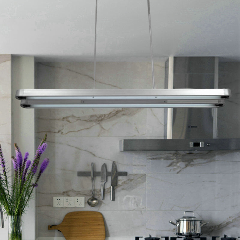 Lámpara colgante de metal ovalado alargado LED LED colgante Luz de techo en blanco/cálido/Natural Luz