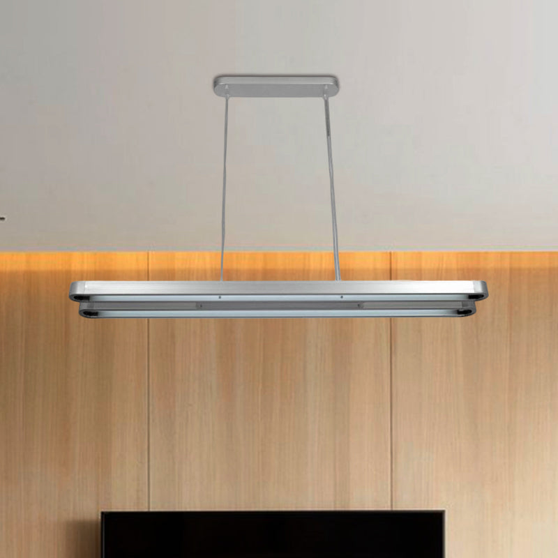 Längliche ovale Metallanhängerlampe moderne LED Silber Hanging Deckenlicht in weiß/warmem/natürlichem Licht