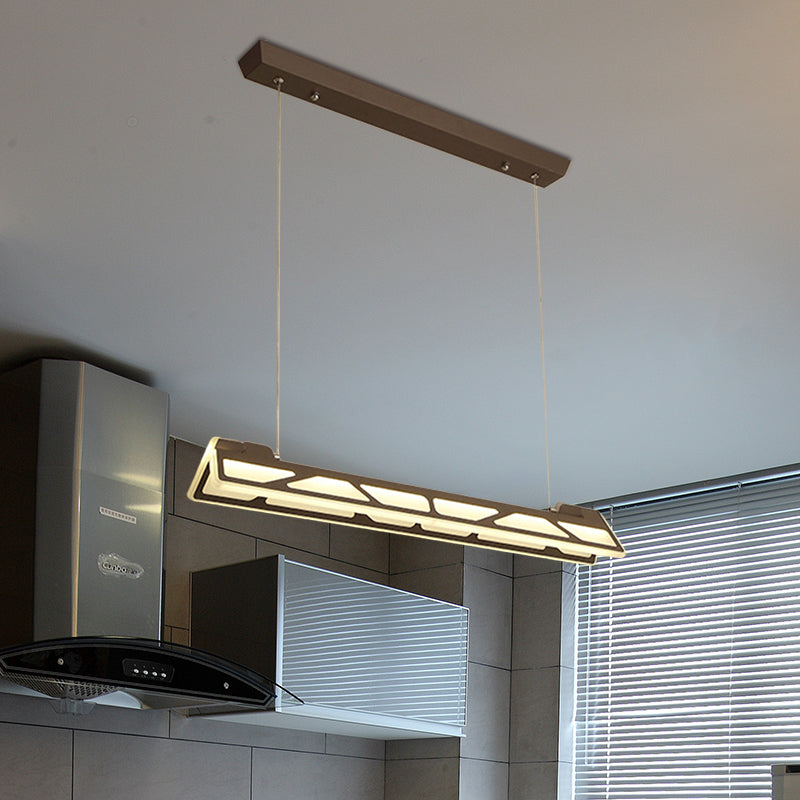 Luz de techo colgante acrílico LED acrílico LED lineal en blanco/marrón, 31.5 "de ancho
