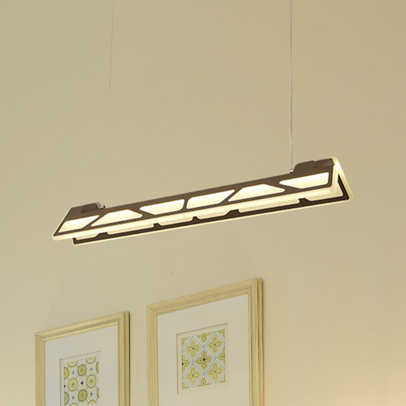 Luz de techo colgante acrílico LED acrílico LED lineal en blanco/marrón, 31.5 "de ancho