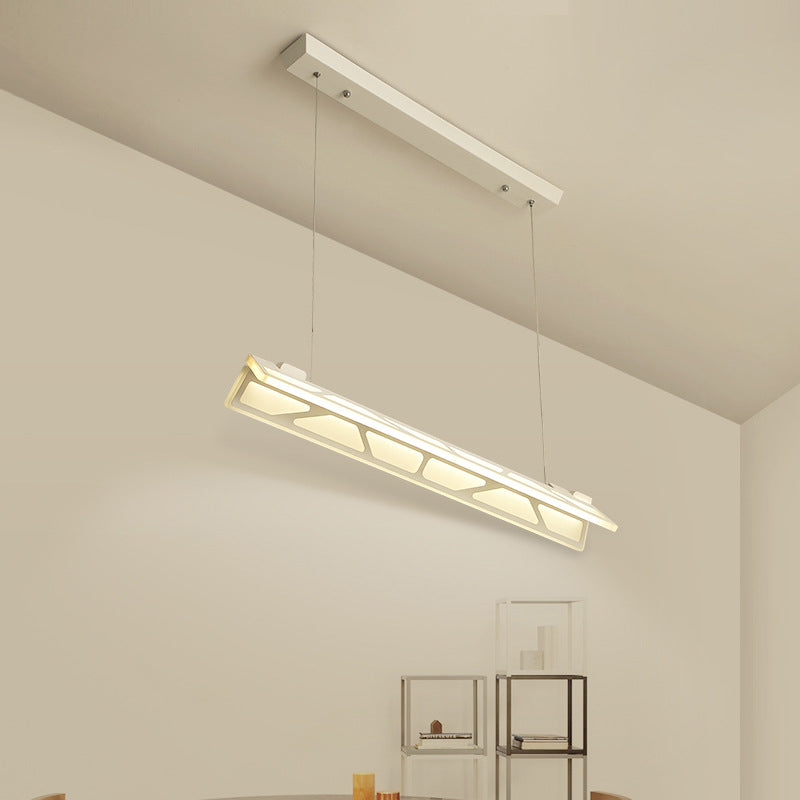 Luz de techo colgante acrílico LED acrílico LED lineal en blanco/marrón, 31.5 "de ancho