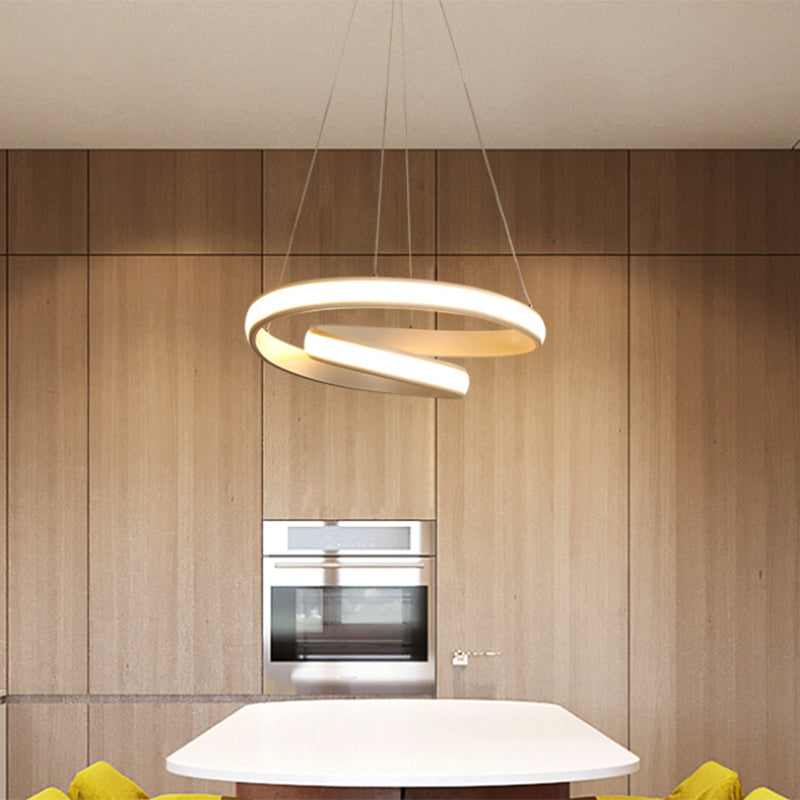 23"/31.5" Wide LED Dining Room Chandelier Light with Whirl Acrylic Shade Black/White Ceiling Pendant in Warm/White Light