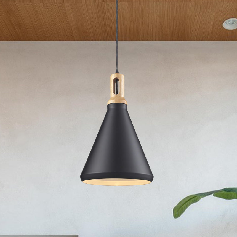 Cone/Drum Shade Aluminum Hanging Ceiling Light Modern Style 1 Light Dining Room Pendant Lighting in Black/White