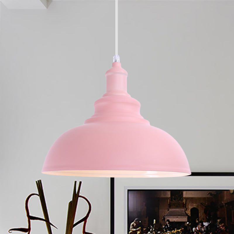 1 Glühbirnenschüssel Hanging Fixture Industrial Stylish Pink/Gelb Metall Anhängerlampe für Wohnzimmer