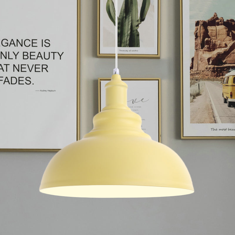 1 Glühbirnenschüssel Hanging Fixture Industrial Stylish Pink/Gelb Metall Anhängerlampe für Wohnzimmer