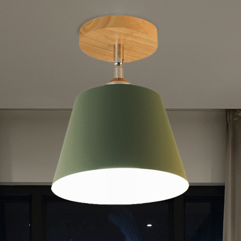 1 Licht Tapered Semi Flush Hanglamp Modernisme Grijs/Roze Metaal en Houten Verstelbare Plafondlamp