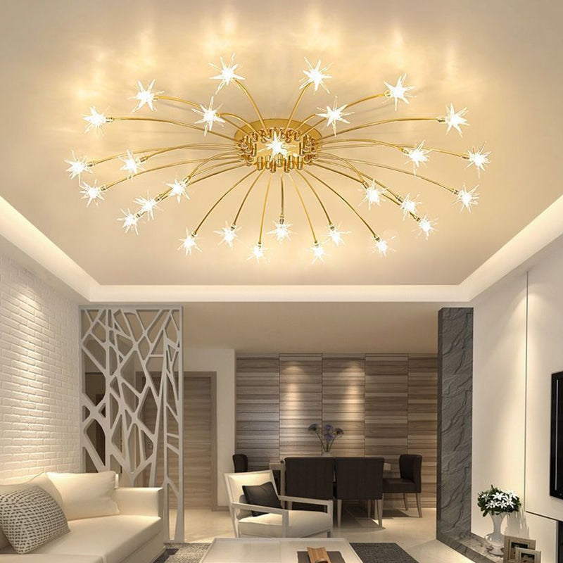 Modern Simple Star Shape Ceiling Light with Glass Shade for Living Room