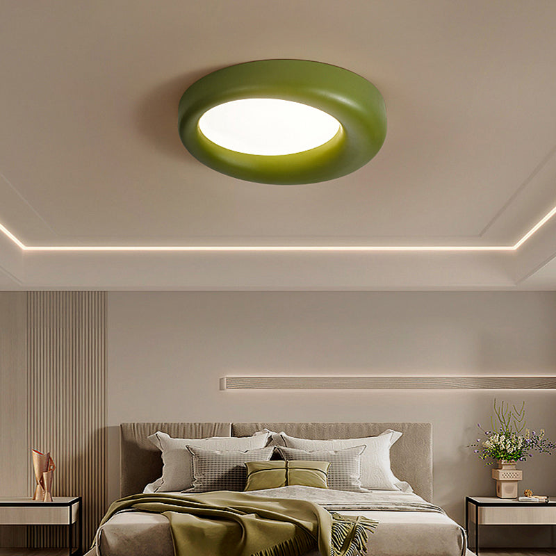 Round LED Ceiling Flush in White / Green / Red Modern Flush Ceiling