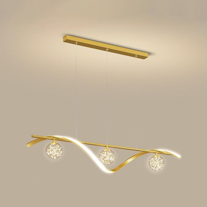 Strip Shape Island Lamp LED Island Hanging Lamp with Glass Shade for Bedroom