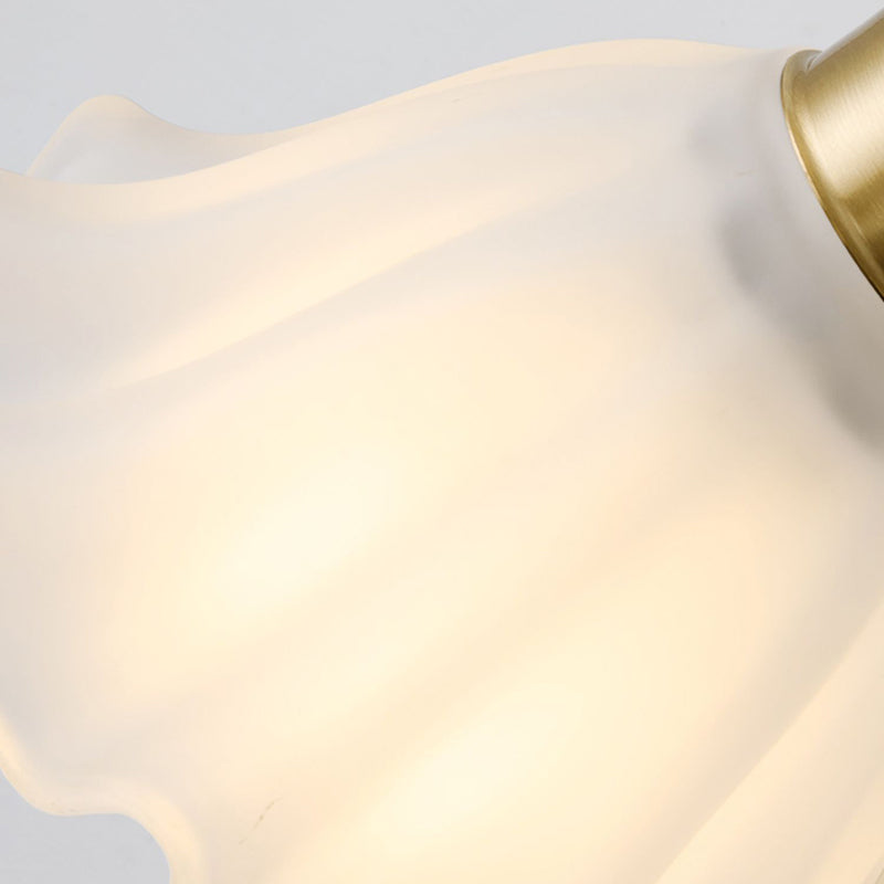 Modern Metal Wall Sconce Flower Shape Wall Light with Glass Shade for Bedroom in Gold