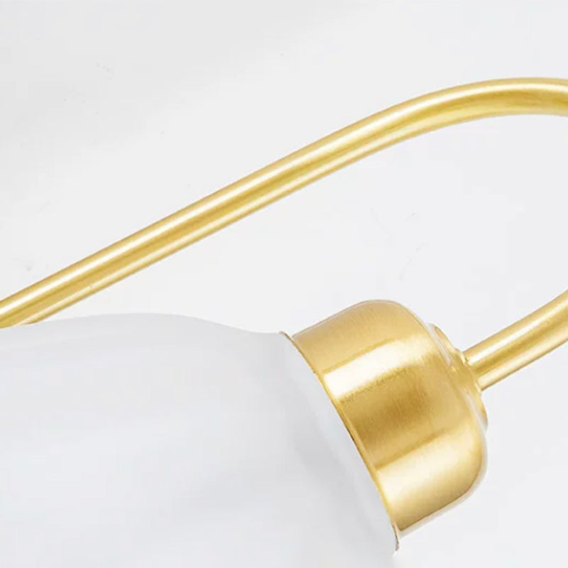 Modern Metal Wall Sconce Flower Shape Wall Light with Glass Shade for Bedroom in Gold