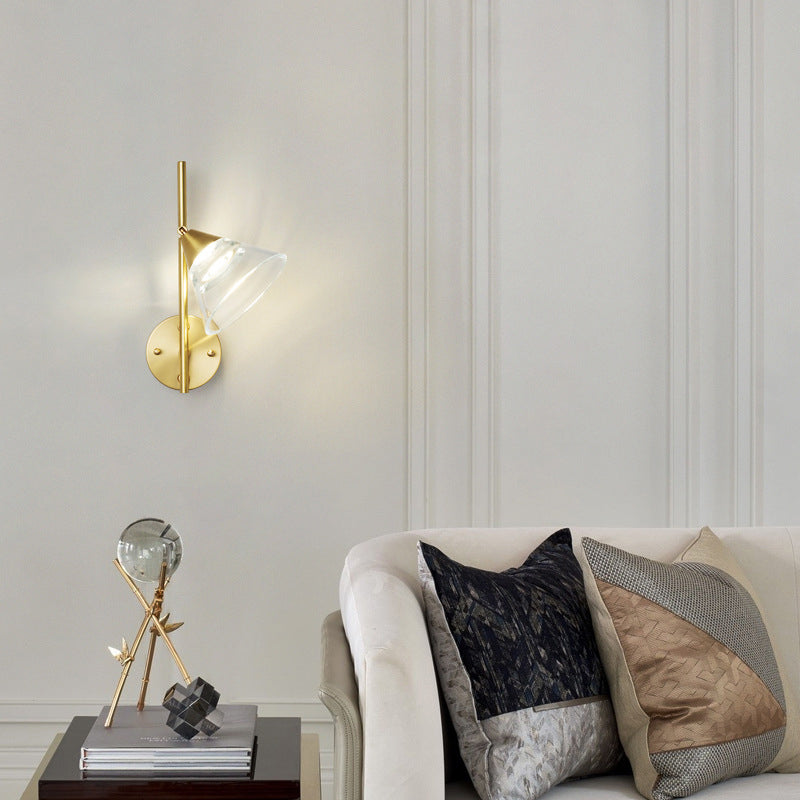 LED Modern Metal Wall Sconce Cone Shape Wall Light with Acrylic Shade for Courtyard