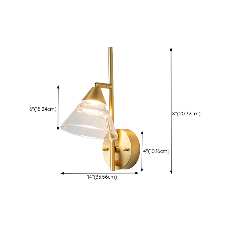 LED Modern Metal Wall Sconce Cone Shape Wall Light with Acrylic Shade for Courtyard